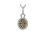 Champagne & White Lab-Grown Diamond 14k White Gold Cluster Pendant With 18" Singapore Chain 0.80ctw