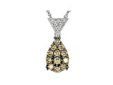 Champagne And White Lab-Grown Diamond 14k White Gold Cluster Pendant With Chain 0.49ctw