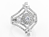 White Lab-Grown Diamond 14k White Gold Cocktail Ring 1.75ctw