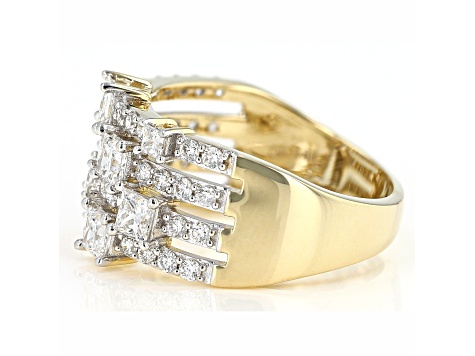 White Lab-Grown Diamond 14k Yellow Gold Wide Band Ring 1.60ctw