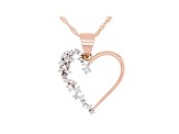 White Lab-Grown Diamond 14k Rose Gold Heart Pedant With 18" Singapore Chain 0.19ctw