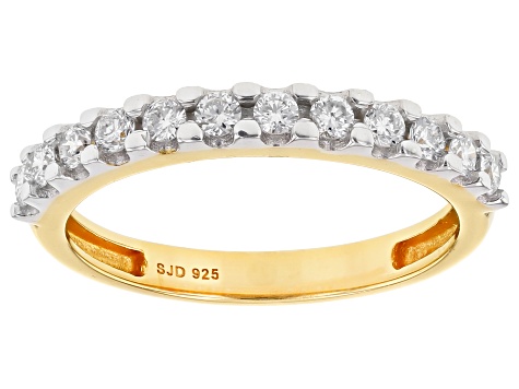 Engild® White Lab-Grown Diamond 14k Yellow Gold Over Sterling Silver Band Ring 0.39ctw