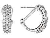 White Lab-Grown Diamond 14k White Gold J-Hoop Earrings 1.55ctw