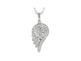 White Lab-Grown Diamond Rhodium Over Silver Angel Wing Pendant With 18" Singapore Chain 0.50ctw