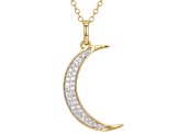 White Lab-Grown Diamond 14k Yellow Gold Over Sterling Silver Moon Pendant With Chain 0.15ctw