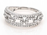 White Lab-Grown Diamond Rhodium Over Sterling Silver Band Ring 0.25ctw