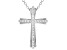 White Lab-Grown Diamond Rhodium Over Sterling Silver Cross Pendant With Chain 0.25ctw