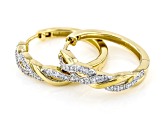 White Lab-Grown Diamond 14k Yellow Gold Over Sterling Silver Hoop Earrings 0.25ctw