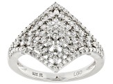 White Lab-Grown Diamond Rhodium Over Sterling Silver Cluster Ring 0.50ctw