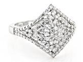 White Lab-Grown Diamond Rhodium Over Sterling Silver Cluster Ring 0.50ctw