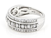 White Lab-Grown Diamond Rhodium Over Sterling Silver Band Ring 0.50ctw