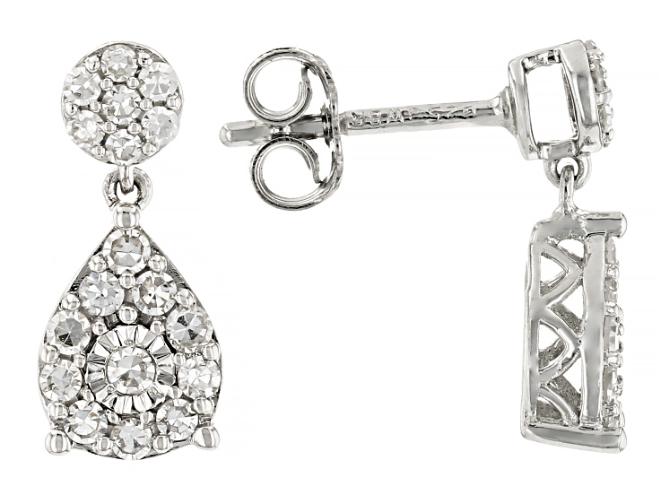 低価格 Lab-Grown White Diamond Dangle Silver Sterling Over Rhodium ボディソープ