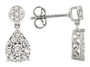White Lab-Grown Diamond Rhodium Over Sterling Silver Dangle Earrings 0.33ctw