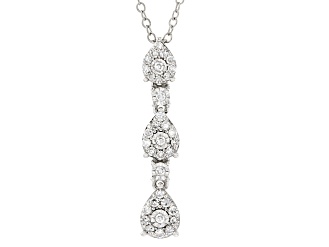 White Lab-Grown Diamond Rhodium Over Sterling Silver Dangle Pendant With Chain 0.33ctw