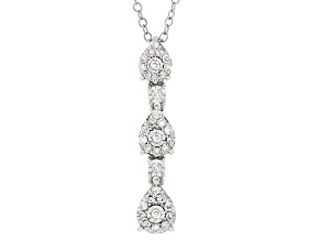 White Lab-Grown Diamond Rhodium Over Sterling Silver Dangle Pendant With Chain 0.33ctw