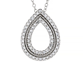 White Lab-Grown Diamond Rhodium Over Sterling Silver Slide Pendant With Chain 0.50ctw