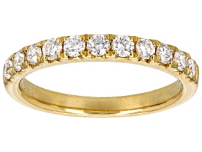 White Lab-Grown Diamond 14K Yellow Gold Over Sterling Silver Band Ring 0.50ctw