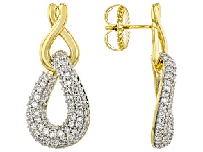 White Diamond 14k Yellow Gold Over Sterling Silver Dangle Earrings 1.50ctw