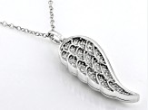 White Lab-Grown Diamond Rhodium Over Sterling Silver Angel Wing Pendant With 19" Cable Chain 0.20ctw