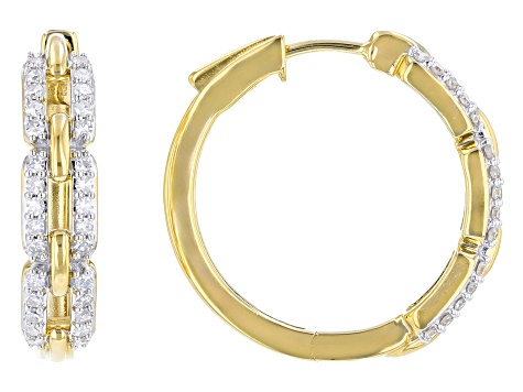 White Lab-Grown Diamond Diamond 14k Yellow Gold Over Sterling Silver Hoop Earrings 0.50ctw