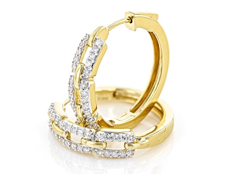 White Lab-Grown Diamond Diamond 14k Yellow Gold Over Sterling Silver Hoop Earrings 0.50ctw
