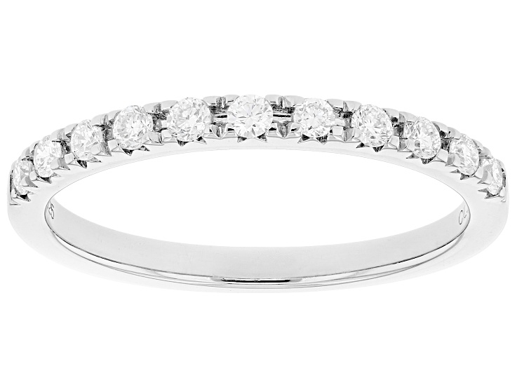 White Lab-Grown Diamond Rhodium Over Sterling Silver Band Ring