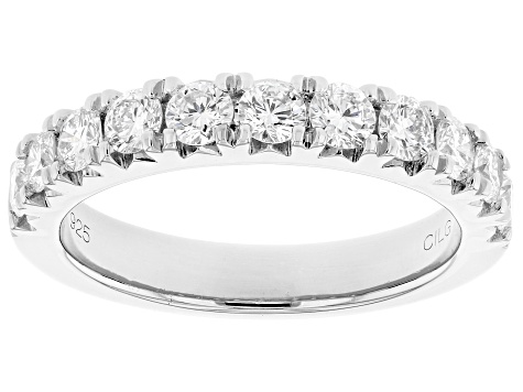 White Lab-Grown Diamond Rhodium Over Sterling Silver Band Ring 1.00ctw