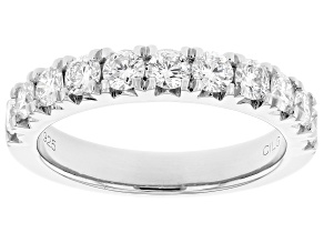 White Lab-Grown Diamond Rhodium Over Sterling Silver Band Ring 1.00ctw