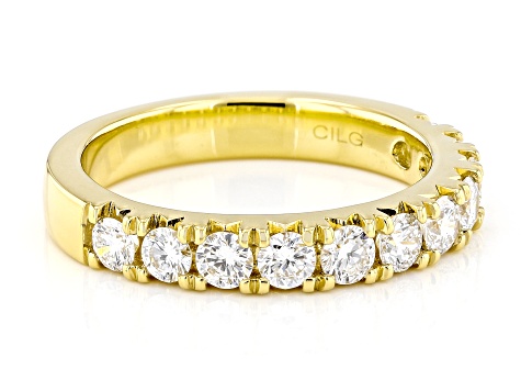 White Lab-Grown Diamond 14k Yellow Gold Over Sterling Silver Band Ring ...