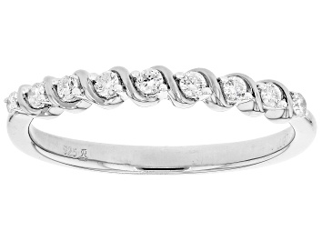 Picture of White Lab-Grown Diamond Rhodium Over Sterling Silver Band Ring 0.15ctw