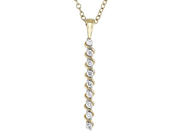 Picture of White Lab-Grown Diamond 14k Yellow Gold Over Sterling Silver Drop Pendant With Rope Chain 0.15ctw