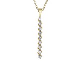 White Lab-Grown Diamond 14k Yellow Gold Over Sterling Silver Drop Pendant With Rope Chain 0.15ctw