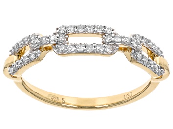 Picture of White Lab-Grown Diamond 14k Yellow Gold Over Sterling Silver Link Band Ring 0.25ctw