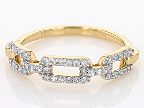 White Lab-Grown Diamond 14k Yellow Gold Over Sterling Silver Link Band Ring 0.25ctw