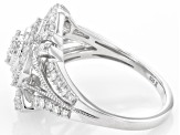 White Lab-Grown Diamond Rhodium Over Sterling Silver Cluster Ring 0.60ctw