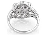 White Lab-Grown Diamond Rhodium Over Sterling Silver Cluster Ring 0.60ctw