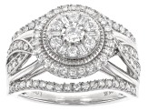 White Lab-Grown Diamond Rhodium Over Sterling Silver Cluster Ring 0.75ctw