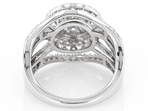 White Lab-Grown Diamond Rhodium Over Sterling Silver Cluster Ring 0.75ctw