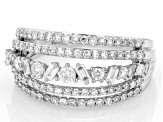 White Lab-Grown Diamond Rhodium Over Sterling Silver Wide Band Ring 0.75ctw