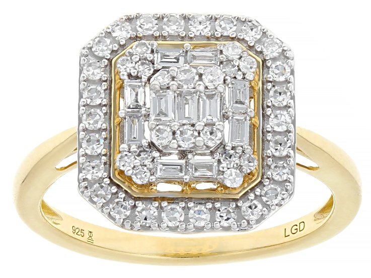 White Lab-Grown Diamond 14k Yellow Gold Over Sterling Silver
