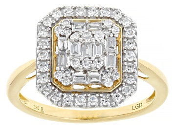 Picture of White Lab-Grown Diamond 14k Yellow Gold Over Sterling Silver Cluster Ring 0.50ctw
