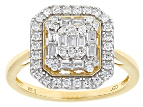 White Lab-Grown Diamond 14k Yellow Gold Over Sterling Silver Cluster Ring 0.50ctw