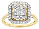 White Lab-Grown Diamond 14k Yellow Gold Over Sterling Silver Cluster Ring 0.50ctw