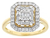 White Lab-Grown Diamond 14k Yellow Gold Over Sterling Silver Cluster Ring 0.50ctw