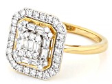 White Lab-Grown Diamond 14k Yellow Gold Over Sterling Silver Cluster Ring 0.50ctw