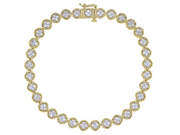 Picture of White Lab-Grown Diamond 14k Yellow Gold Over Sterling Silver Tennis Bracelet 1.00ctw