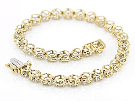 White Lab-Grown Diamond 14k Yellow Gold Over Sterling Silver Tennis Bracelet 1.00ctw