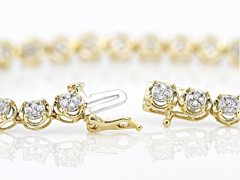 White Lab-Grown Diamond 14k Yellow Gold Over Sterling Silver Tennis Bracelet 1.00ctw