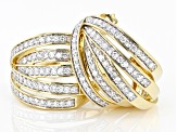 White Lab-Grown Diamond 14k Yellow Gold Over Sterling Silver J-Hoop Earrings 1.00ctw