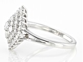 White Lab-Grown Diamond Rhodium Over Sterling Silver Cluster Ring 1.00ctw